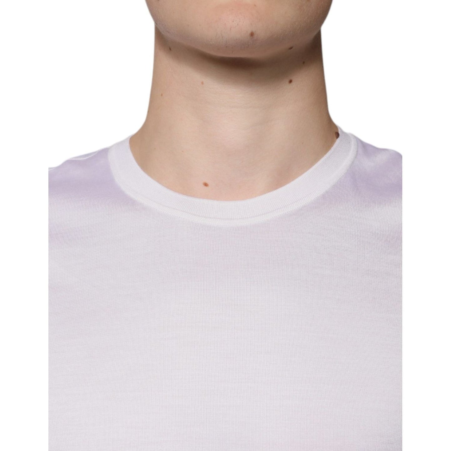 Dolce & Gabbana White Silk Crew Neck Men Pullover Sweater TSH87479-48