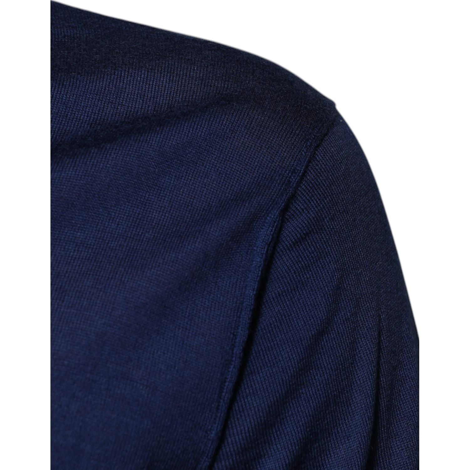 Dolce & Gabbana Navy Blue Cashmere V-neck Pullover Sweater