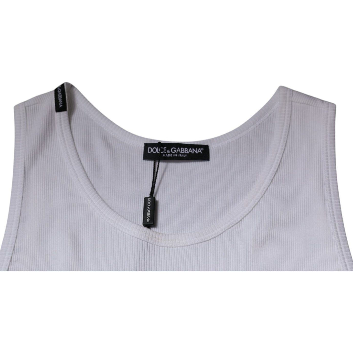 Dolce & Gabbana White Cotton Sleeveless Round Neck Tank T-shirt
