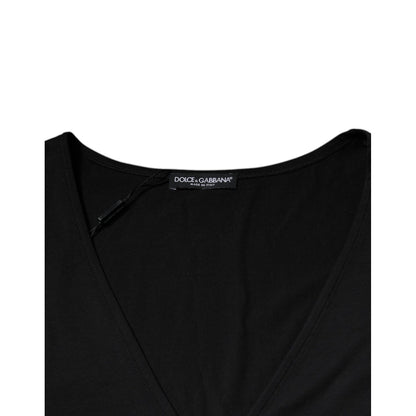 Dolce & Gabbana Black Cotton V-neck Short Sleeves T-shirt