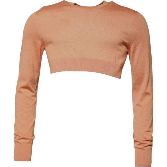 Dolce & Gabbana Beige Wool Crewneck Pullover Cropped Sweater TSH87662-48
