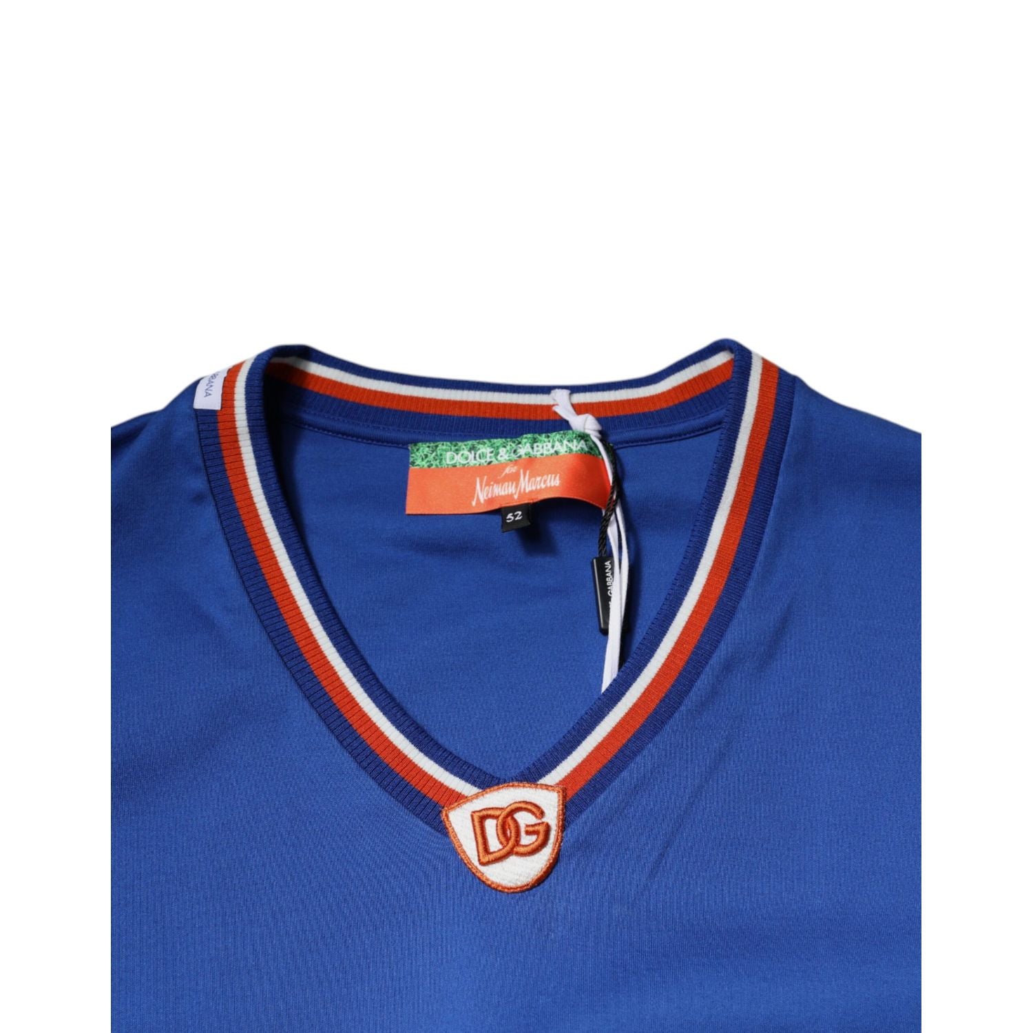 Dolce & Gabbana Blue Logo V-neck Short Sleeve T-shirt