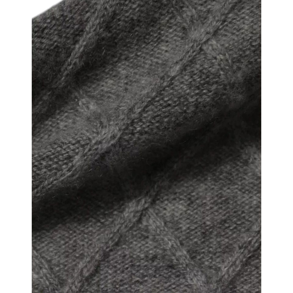 Ballantyne Gray Cashmere Argyle Intarsia Knit Crew Neck Sweater