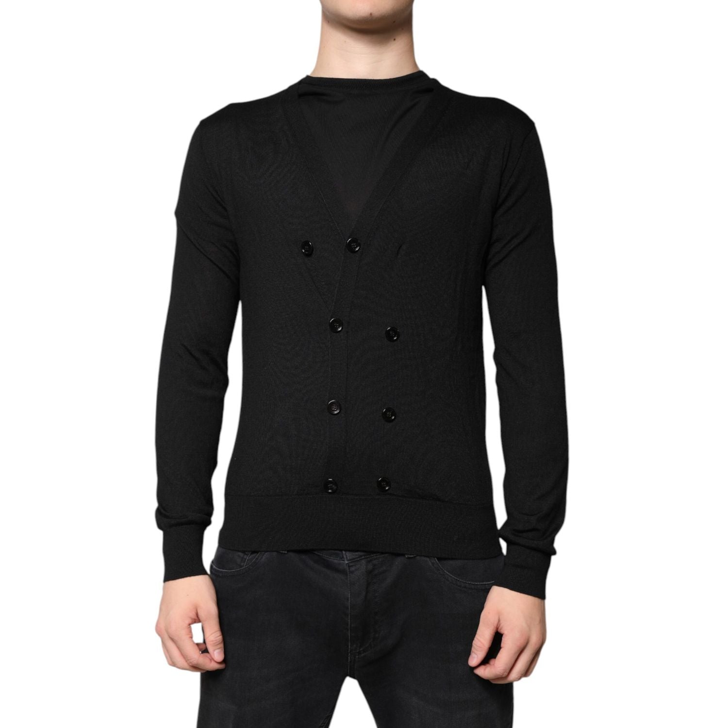 Dolce & Gabbana Black Cashmere Button Down Cardigan Sweater