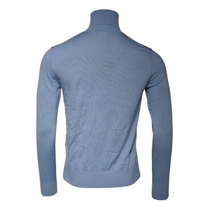 Dolce & Gabbana Light Blue Silk Turtleneck Pullover Sweater