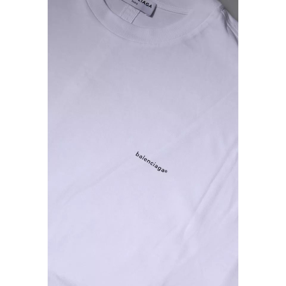Balenciaga White Logo Cotton Crew Neck Short Sleeves T-shirt