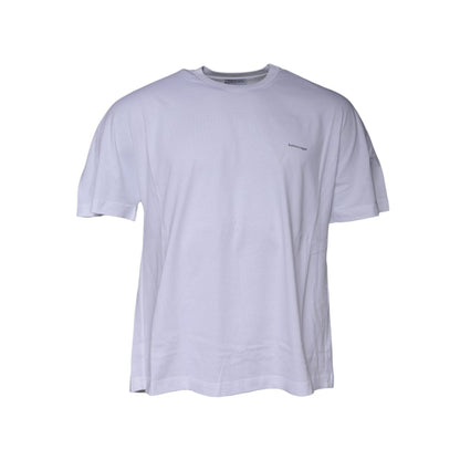 Balenciaga White Logo Cotton Jersey Crew Neck Short Sleeves T-shirt