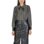 Woman wearing Only Black Recycled Polyester Shirt, part of the Women's Shirts and Blushes Fall/Winter collection.