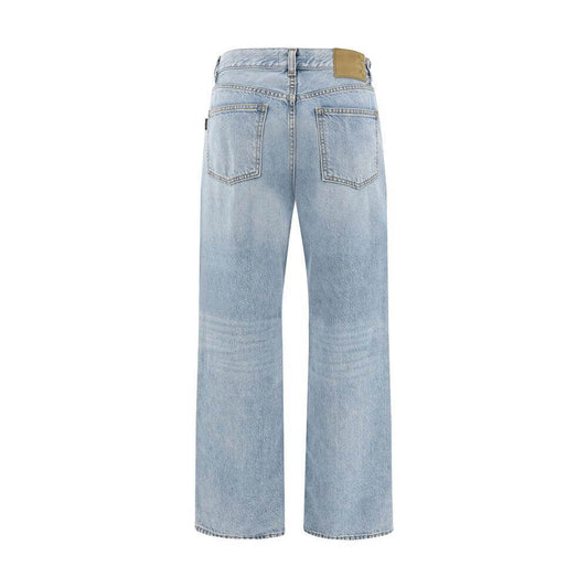 Haikure Korea Jeans back view showcasing wide-leg design, five-pocket style, and denim fabric for a contemporary look.
