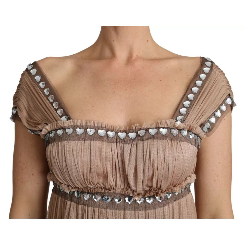 Dolce & Gabbana Brown Silk Sleeveless Shift Maxi Dress