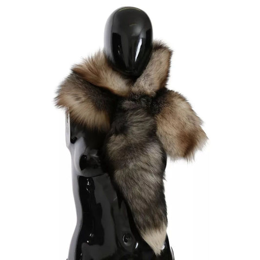 Dolce & Gabbana Brown Fox Tail Fur Shawl Neck Wrap Cover Collar Scarf SMY2220