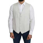 Dolce & Gabbana Off-White Cotton Silk Formal Coat Vest TSH5048-54
