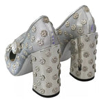 Dolce & Gabbana Silver Crystal Studs Heels Mary Janes Pumps Shoes LA7782-39