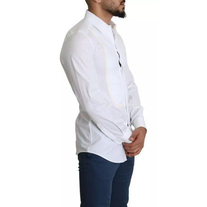 Dolce & Gabbana White Formal Tuxedo Dress GOLD Shirt