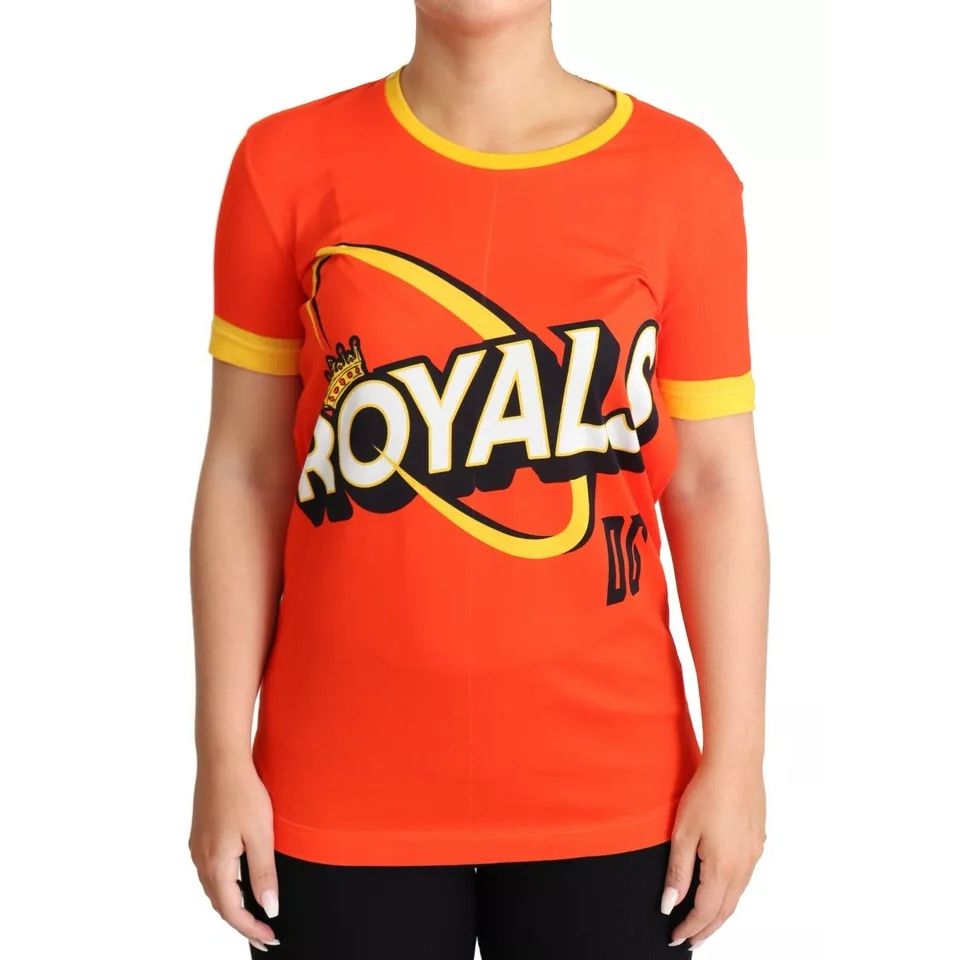 Dolce & Gabbana Orange Royals Print Round Neck T-shirt