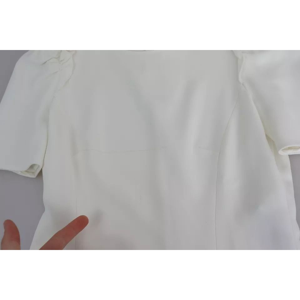 Dolce & Gabbana White Viscose Stretch Short Sleeves Blouse Top