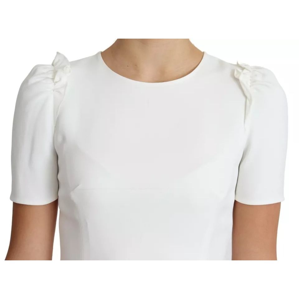 Dolce & Gabbana White Viscose Stretch Short Sleeves Blouse Top