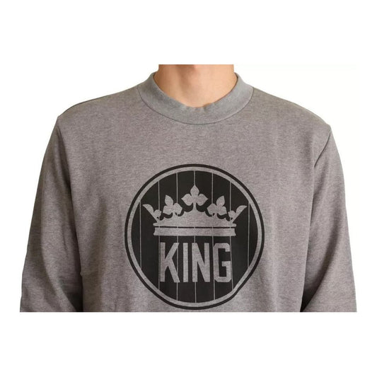 Dolce & Gabbana Gray Crown King Cotton Pullover Sweater TSH6407-44