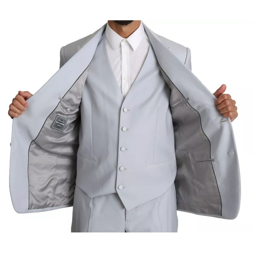 Dolce & Gabbana Light Blue SICILIA Wool 3 Piece Suit