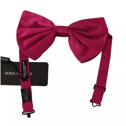 Dolce & Gabbana Pink Silk Adjustable Neck Bow Tie Men
