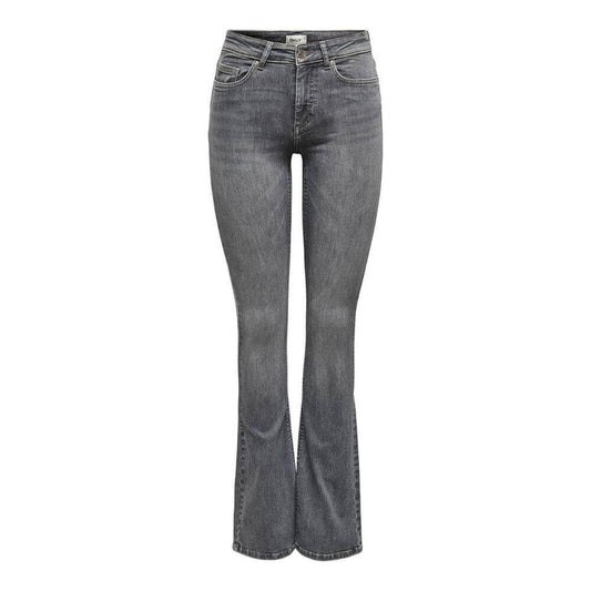 Gray mid flare jeans for women, 92% cotton with slight stretch, modern design for casual and elegant occasions