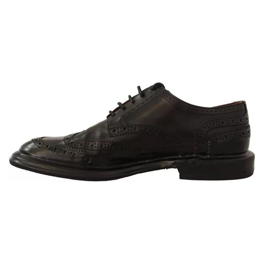 Dolce & Gabbana Black Perforated Leather Lace Up Derby Shoes MV4164-40