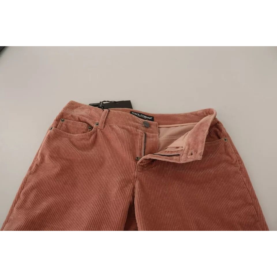 Dolce & Gabbana Pink Cotton Corduroy Skinny Jeans PAN72291-38