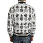 Dolce & Gabbana White Black Pineapple Bomber Coat Jacket