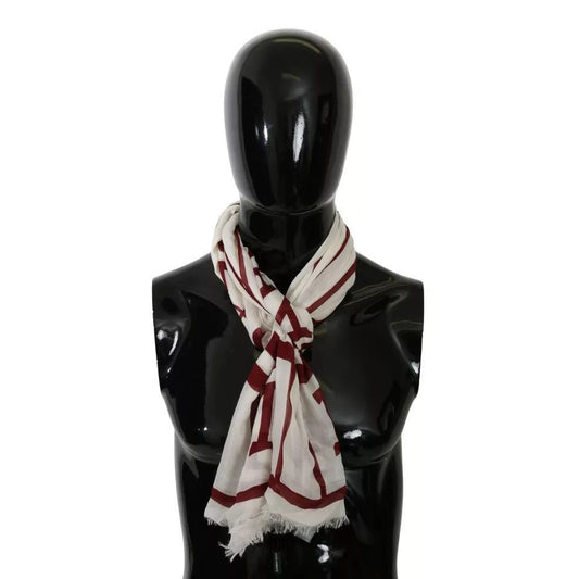 Dolce & Gabbana White Red Printed Wrap Shawl Modal Scarf MS8887