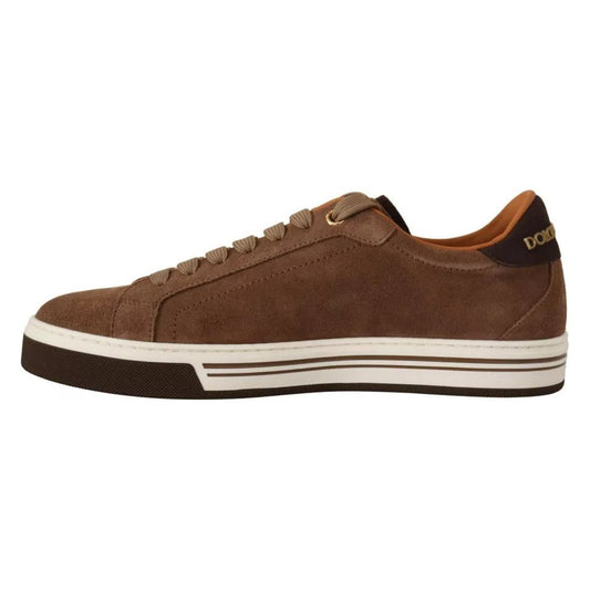 Dolce & Gabbana Brown Suede Logo Low Top Sneakers Men Shoes MV4454-39