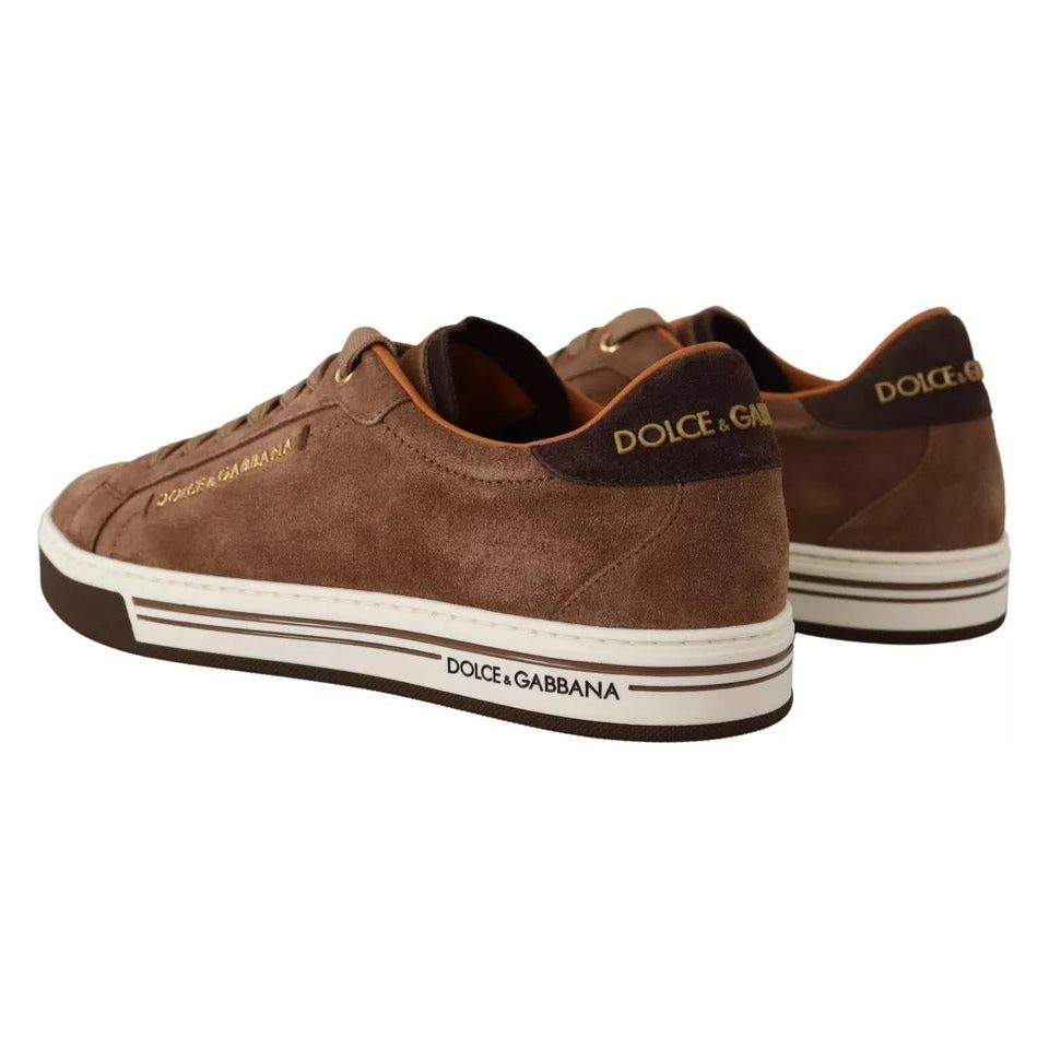 Dolce & Gabbana Brown Suede Logo Low Top Sneakers Men Shoes MV4454-39