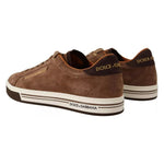 Dolce & Gabbana Brown Suede Logo Low Top Sneakers Men Shoes MV4454-39