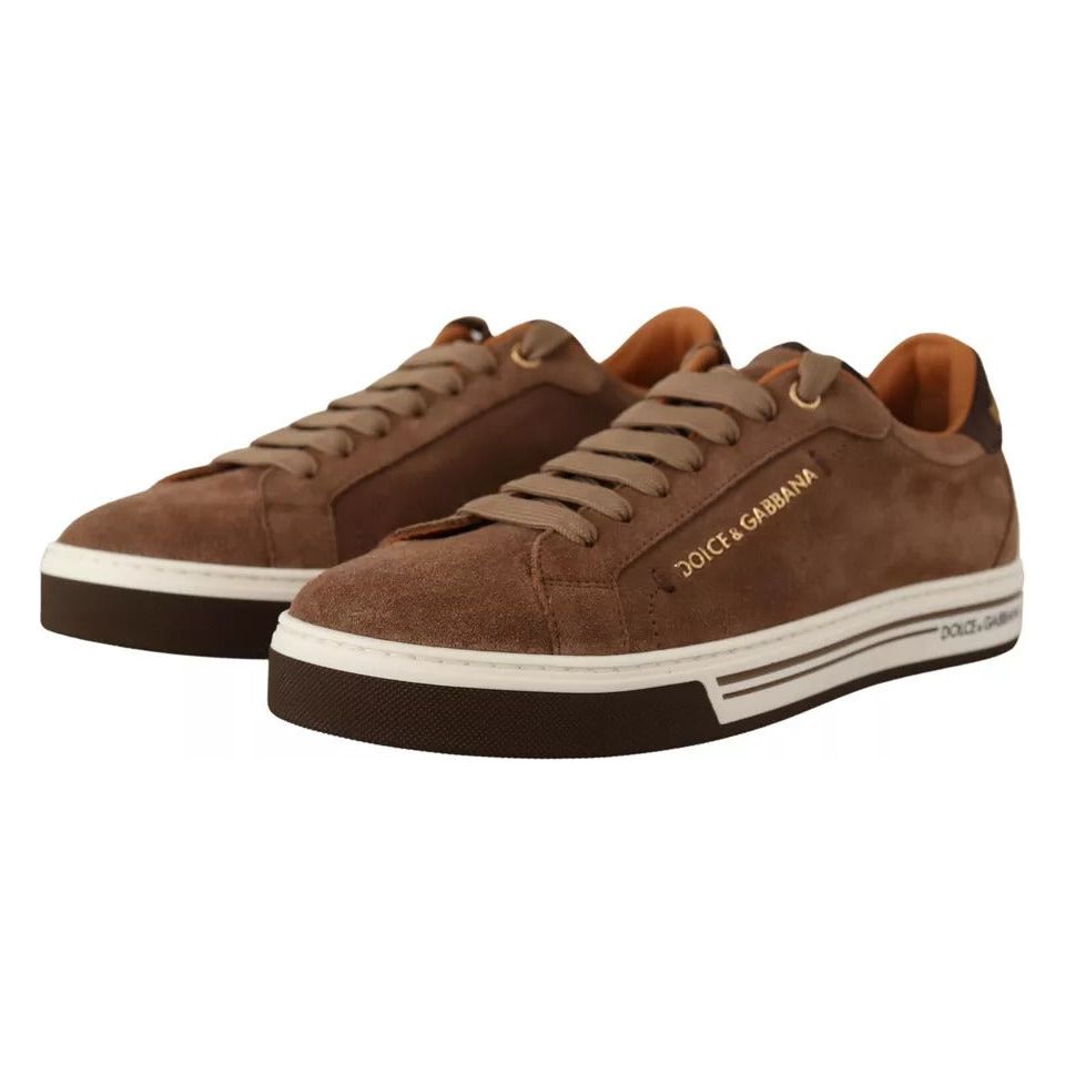 Dolce & Gabbana Brown Suede Logo Low Top Sneakers Men Shoes MV4454-39