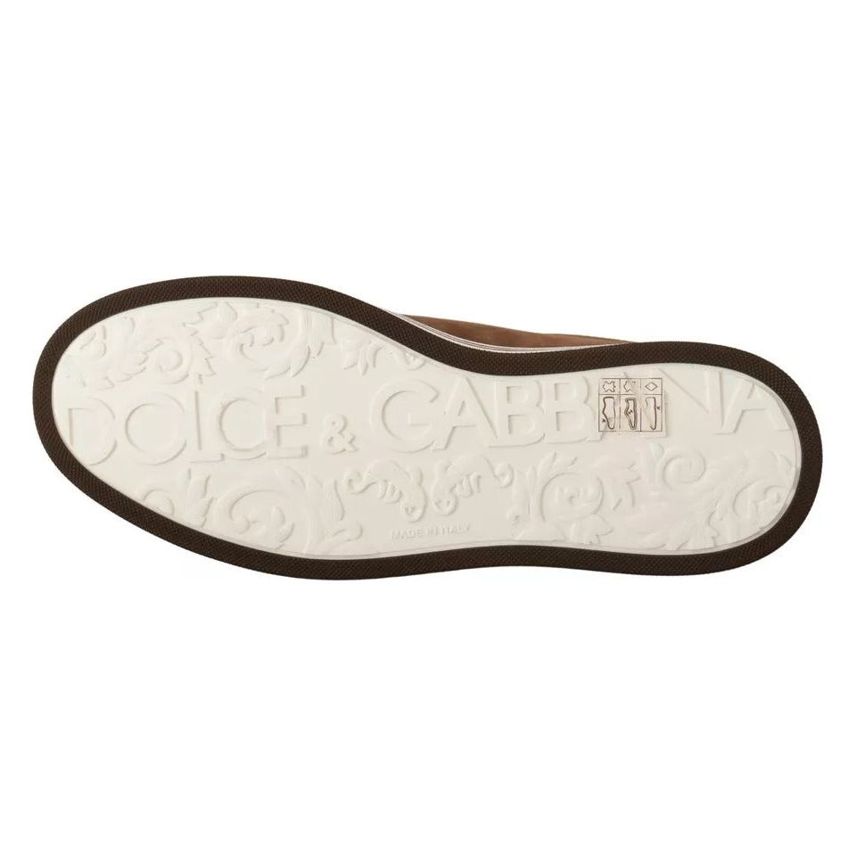 Dolce & Gabbana Brown Suede Logo Low Top Sneakers Men Shoes MV4454-39