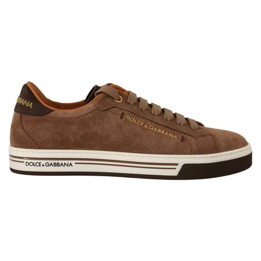 Dolce & Gabbana Brown Suede Logo Low Top Sneakers Men Shoes MV4454-39