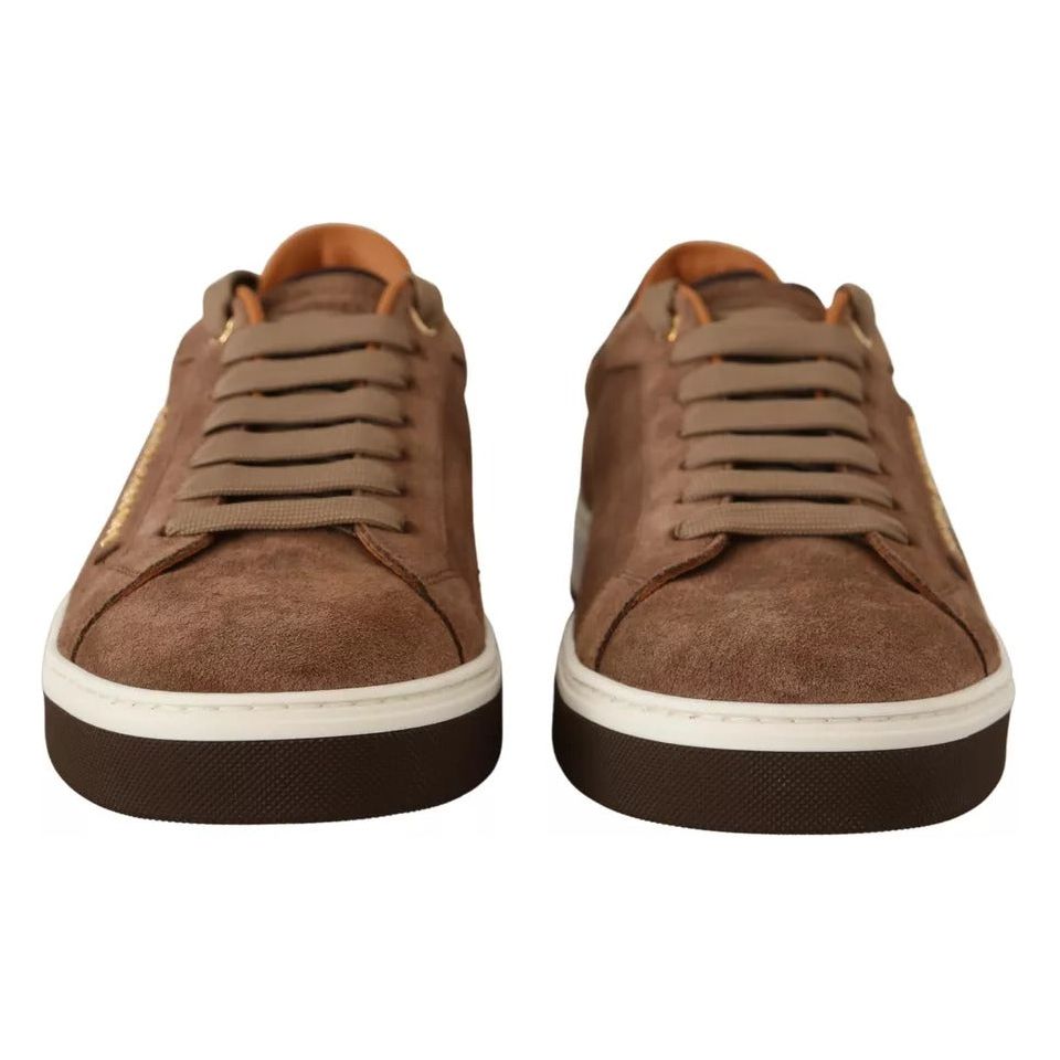 Dolce & Gabbana Brown Suede Logo Low Top Sneakers Men Shoes MV4454-39