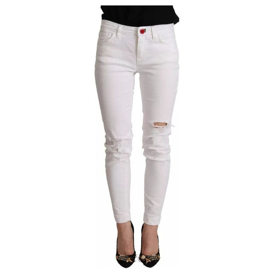Dolce & Gabbana White Cotton Denim Pretty Slim Fit Jeans PAN73040-38