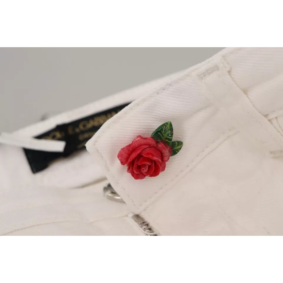 Dolce & Gabbana White Cotton Denim Pretty Slim Fit Jeans PAN73040-38