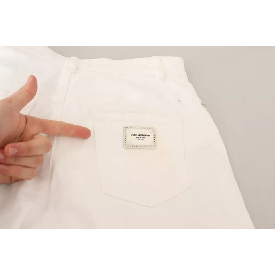 Dolce & Gabbana White MONICA Boot Cut Cotton Denim Jeans