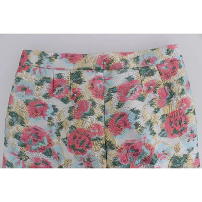 Dolce & Gabbana White Pink Floral Brocade Pants