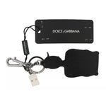 Dolce & Gabbana Black Leather Fisherman Logo Badge Keyring Keychain SMYK2156