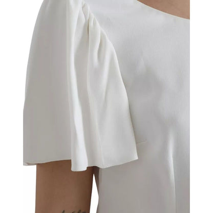 Dolce & Gabbana White Viscose Round Neck Short Sleeves Top