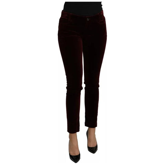 Dolce & Gabbana Bordeaux Velvet Stretch Slim Fit Pants PAN71091-40