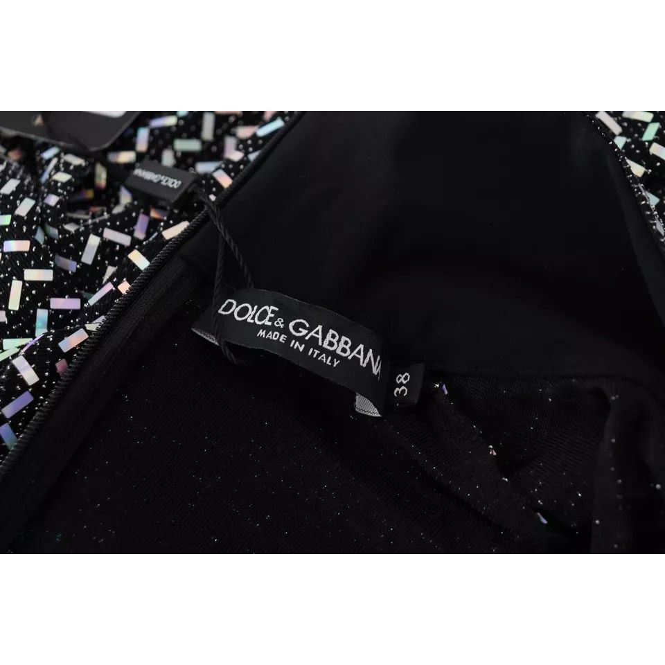 Dolce & Gabbana Black Embellished Nylon Bodycon Mini Dress