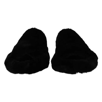 Dolce & Gabbana Black Polyester Faux Fur Mens Flats Sandals Shoes