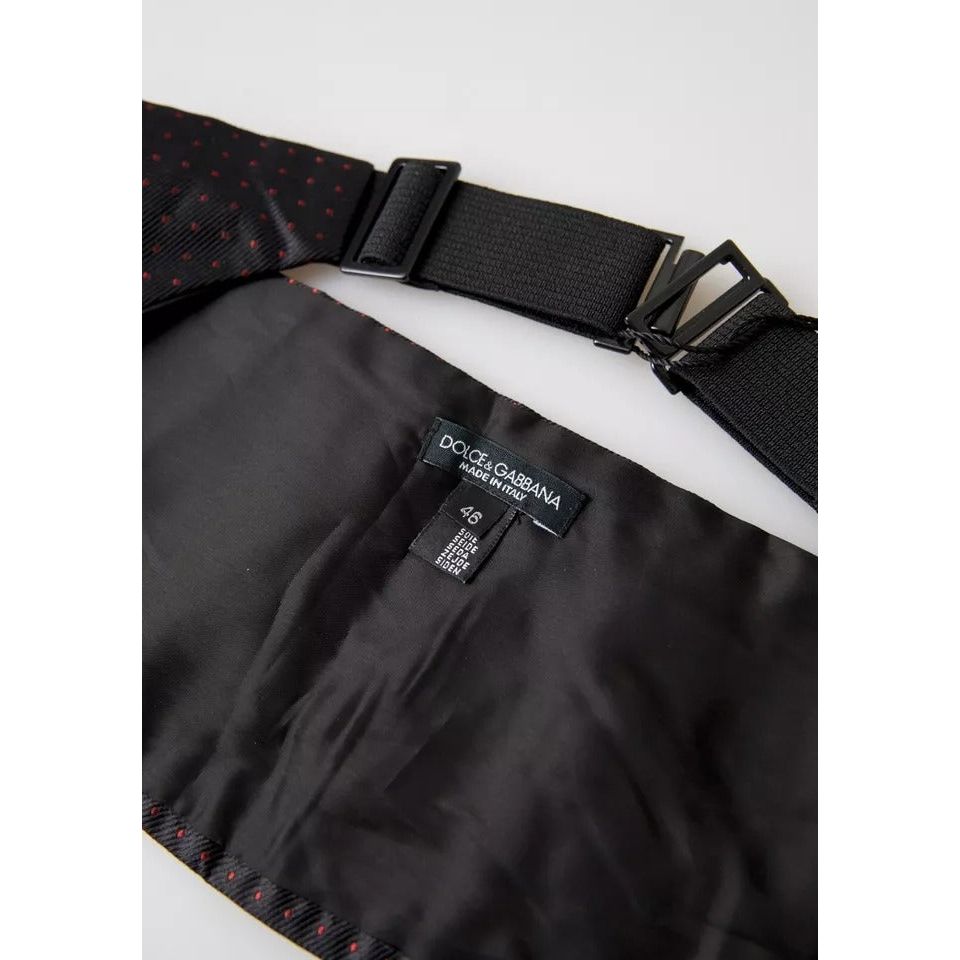Dolce & Gabbana Black Silk Dotted Waist Tuxedo Belt Cummerbund BEL9002
