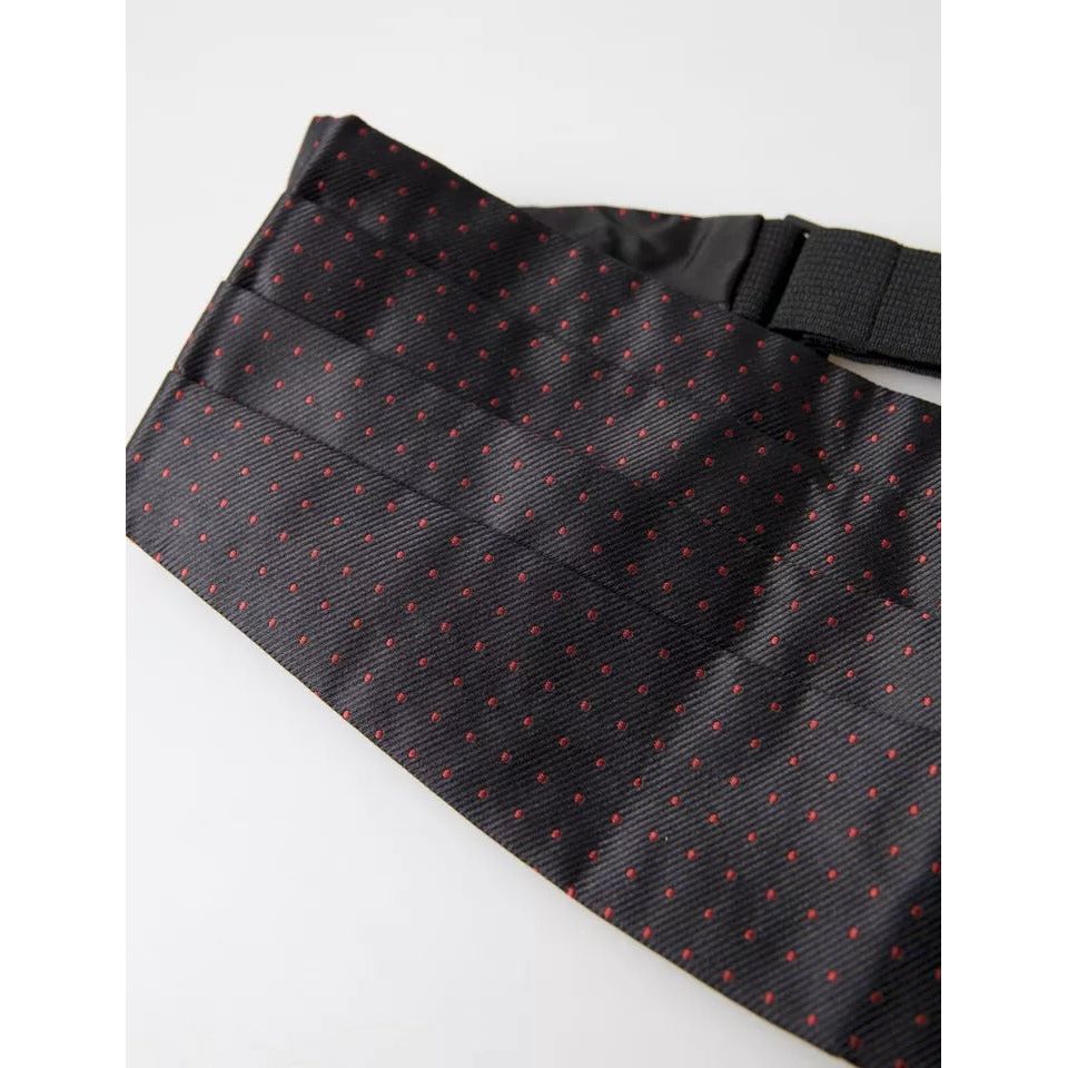 Dolce & Gabbana Black Silk Dotted Waist Tuxedo Belt Cummerbund BEL9002