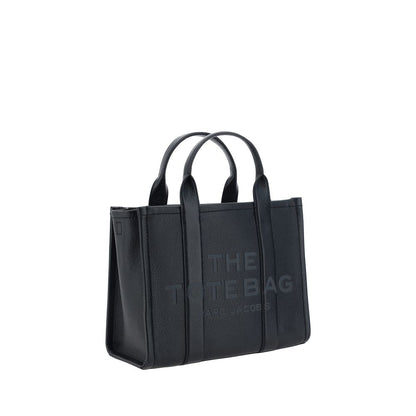 Marc Jacobs Black Calf Leather Bos Taurus Handbag with grained leather, tubular handles, zipper closure, and removable strap.