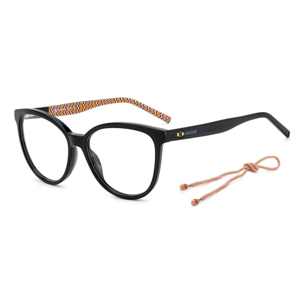 M Missoni Black Acetate Frames for women with 53/15/140 mm dimensions, featuring stylish design and durable acetate material.