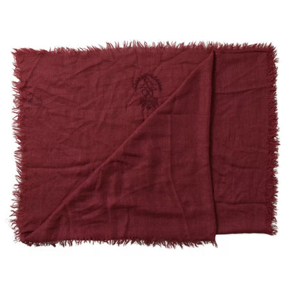Dolce & Gabbana Maroon Cashmere Knit Wrap Shawl Fringe Scarf